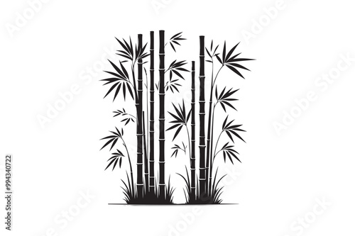 Bamboo  silhouette vector illustration, Elegant Bamboo Silhouettes vector.