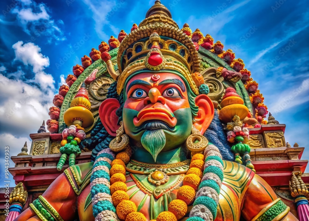 Majestic representation of the monkey god, symbolizing strength and devotion in Indian culture and art Majestic representation of the monkey god, symbolizing strength and devotion in Indian culture and art