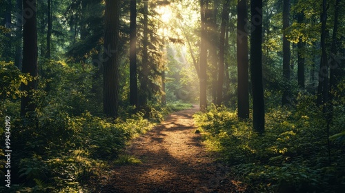 The Forest Path with Sunlight photo