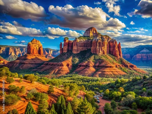 Majestic Sedona Red Rocks Landscape Under Clear Blue Sky Capturing Nature's Vibrant Beauty