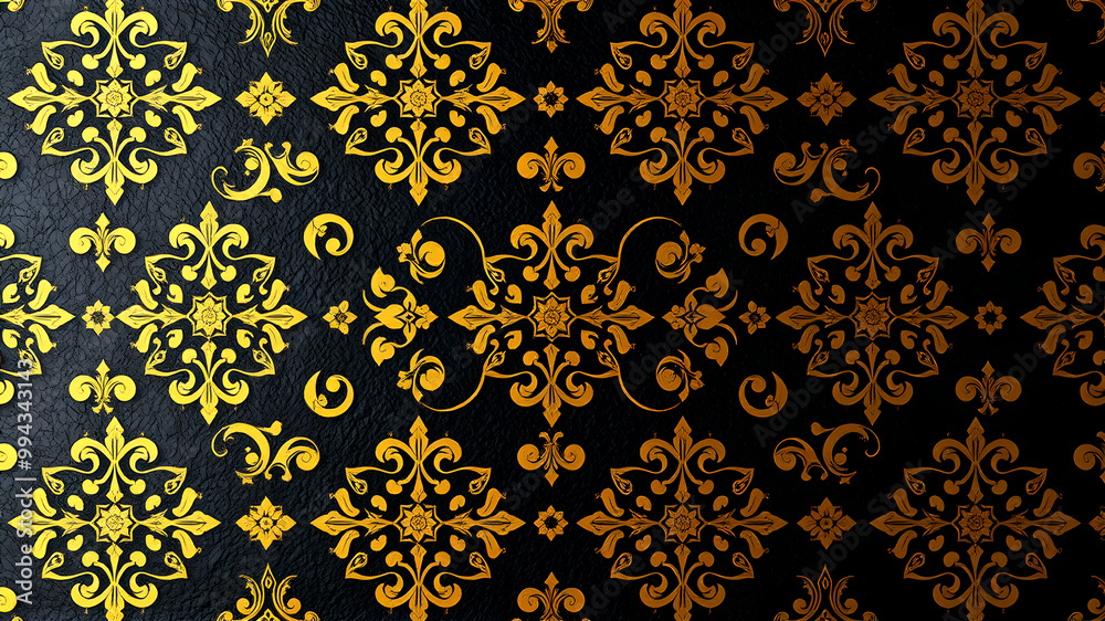 Gold forged pattern on a background of black wallpaper Gold forged pattern on a background of black wallpaper