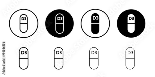 Vitamin D3 icon thin line vector illustration
