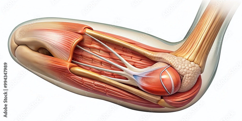 Medical Illustration of an Elbow Injury with Anatomical Details and Symptoms for Educational Purposes Medical Illustration of an Elbow Injury with Anatomical Details and Symptoms for Educational Purposes