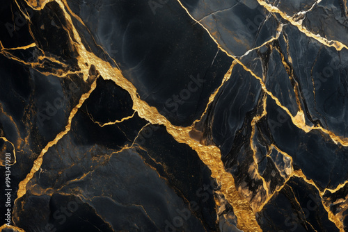 Beautiful Black & Gold Marble Surface. Marble Texture. Background.