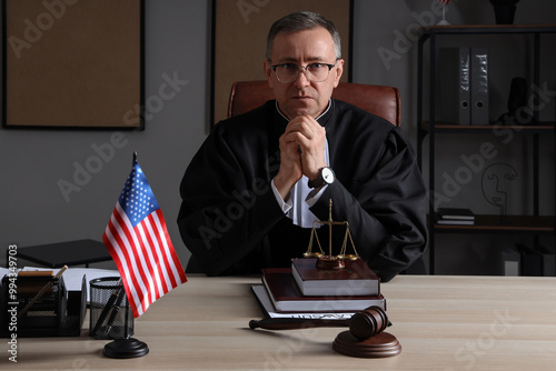 Mature judge with justice s...