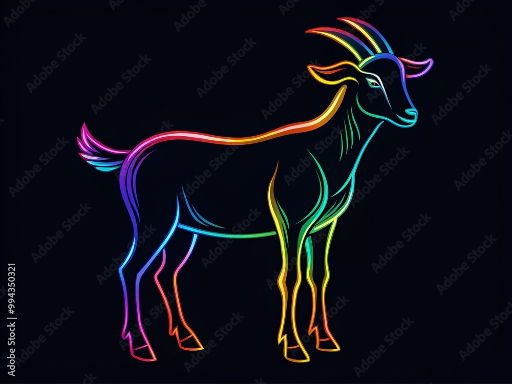 Fototapeta premium Minimalist Goat Outline Design for Creative Projects, Logos, and Animal Theme Illustrations
