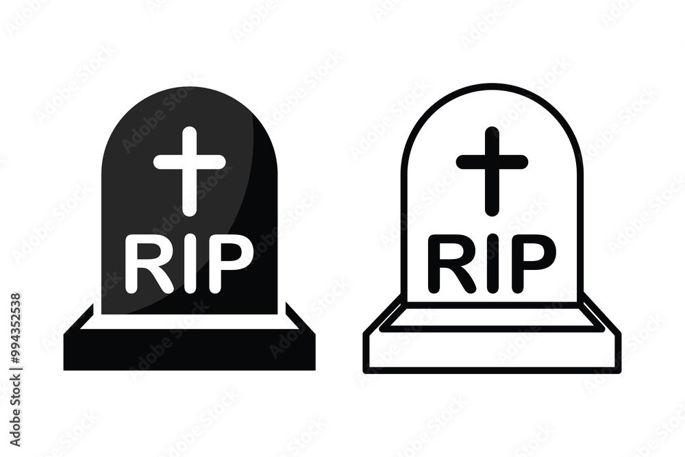Set of death grave tone icon collection. Rip Tombstone symbol. Vector Illustration. Set of death grave tone icon collection. Rip Tombstone symbol. Vector Illustration.