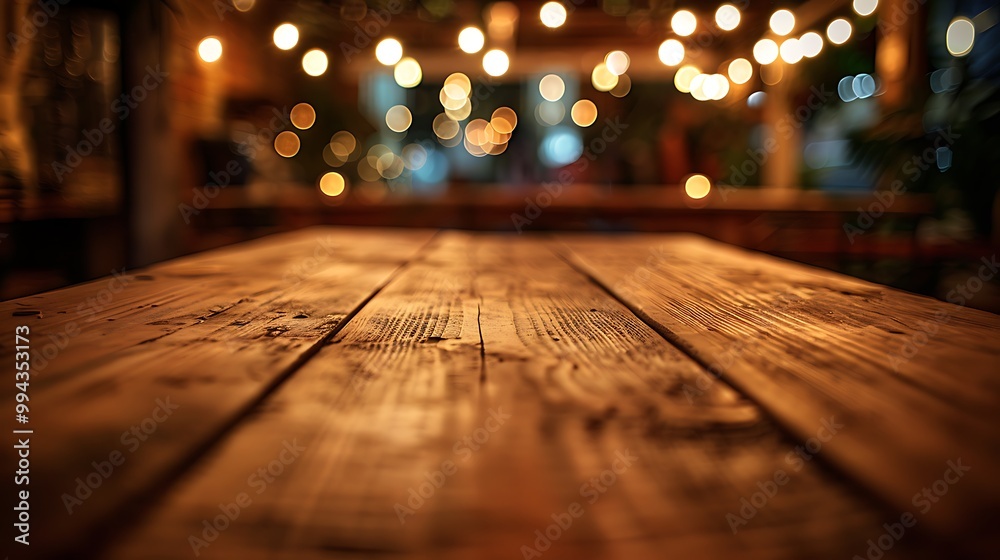 Empty wooden table with christmas theme in background, Warm Glow: A Cozy Evening at a Wooden Table Empty wooden table with christmas theme in background, Warm Glow: A Cozy Evening at a Wooden Table