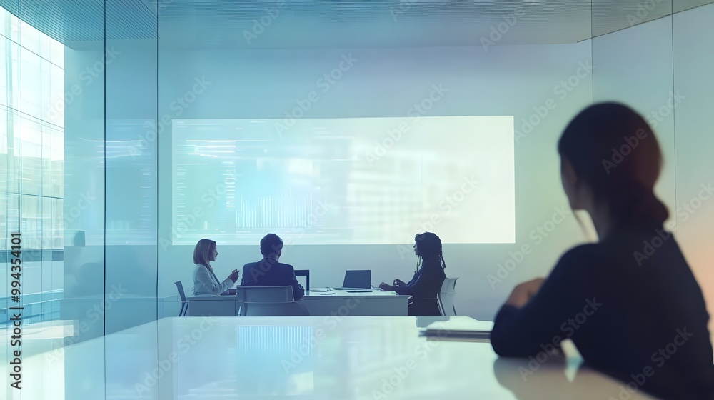 A Silhouetted Woman Observing a Business Meeting A Silhouetted Woman Observing a Business Meeting