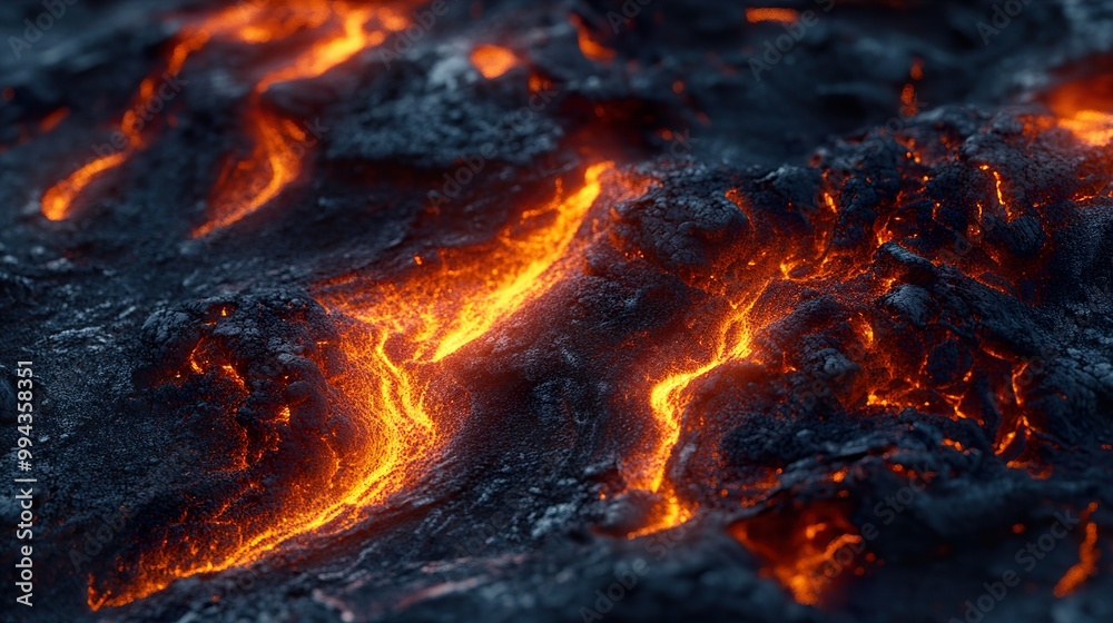 Molten Lava Flow: Close-Up of Volcanic Activity Molten Lava Flow: Close-Up of Volcanic Activity