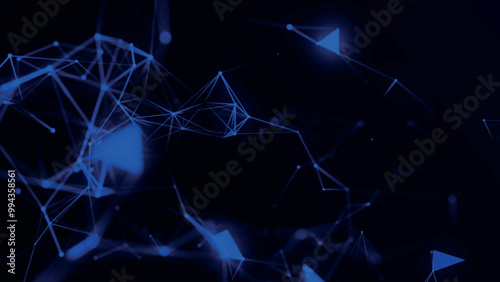 Abstract background with connecting dots and lines. Network connection structure. Data technology and scientific illustration. Plexus effect. 3D vector illustration