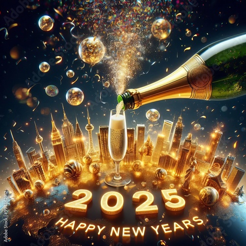 Happy New Year 2025 Celebration with Festive Cheer