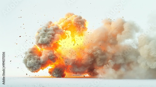 Flaming blast with smoke isolated on a clear background.