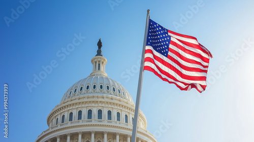 American flag flying in front of the U.S. Capitol domeAmerican flag flying in front of the U.S. Capitol dome