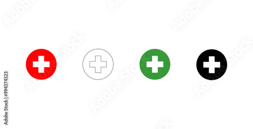 Red cross icon, aids icon set, medicine icon illustration, emergency hospital icon, white background, medicine health symbol, vector illustrator.