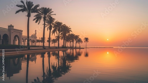Marvel at the breathtaking sunrise over the tranquil waters of Al Khobar's seaside in Saudi Arabia.