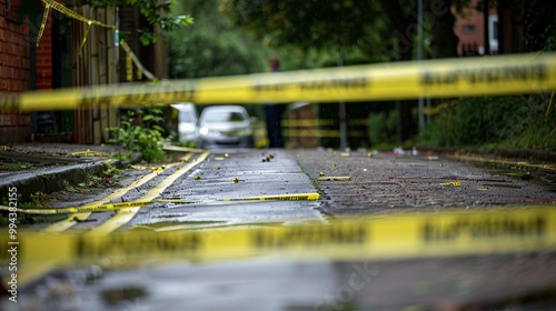 Murder scene: Police have cordoned off the area with yellow tape. No one is allowed to enter as forensic experts collect evidence. photo