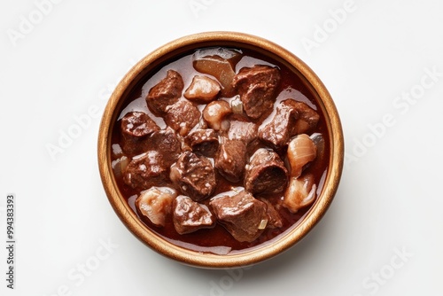 Beef Bourguignon on White Plate