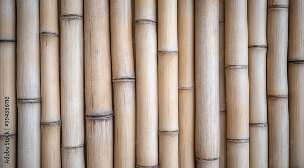 Fototapeta premium Bamboo wall design featuring natural textures in warm tones for interior decoration ideas