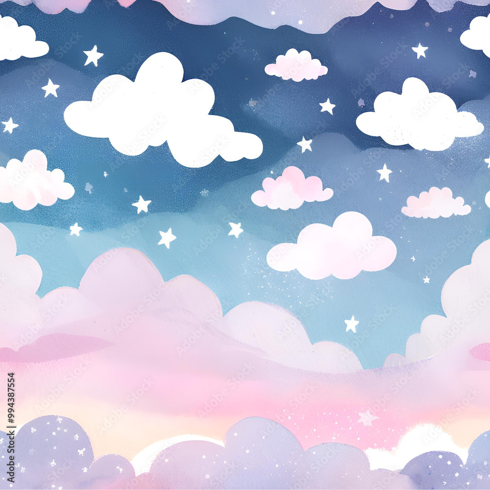 pattern with clouds. Pink white and blue clouds. Cartoon clouds . Glittery. pattern with clouds. Pink white and blue clouds. Cartoon clouds . Glittery.