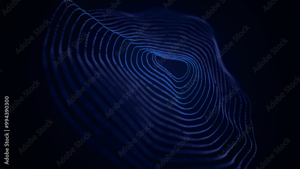 Abstract background with dynamic wave. Circular wave of dots. Musical sound wave. Dark background. Big data visualization. Plexus. Vector illustration. Abstract background with dynamic wave. Circular wave of dots. Musical sound wave. Dark background. Big data visualization. Plexus. Vector illustration.