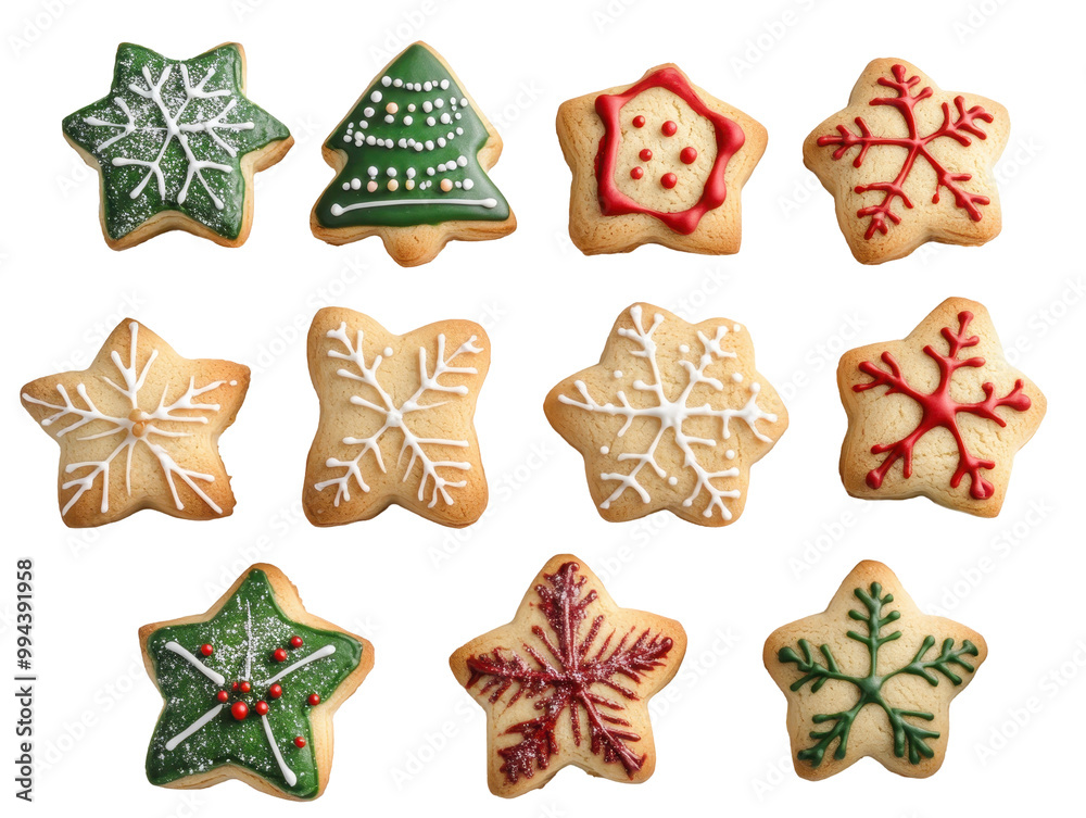 Christmas tree and star cookies with transparent background. Christmas tree and star cookies with transparent background.