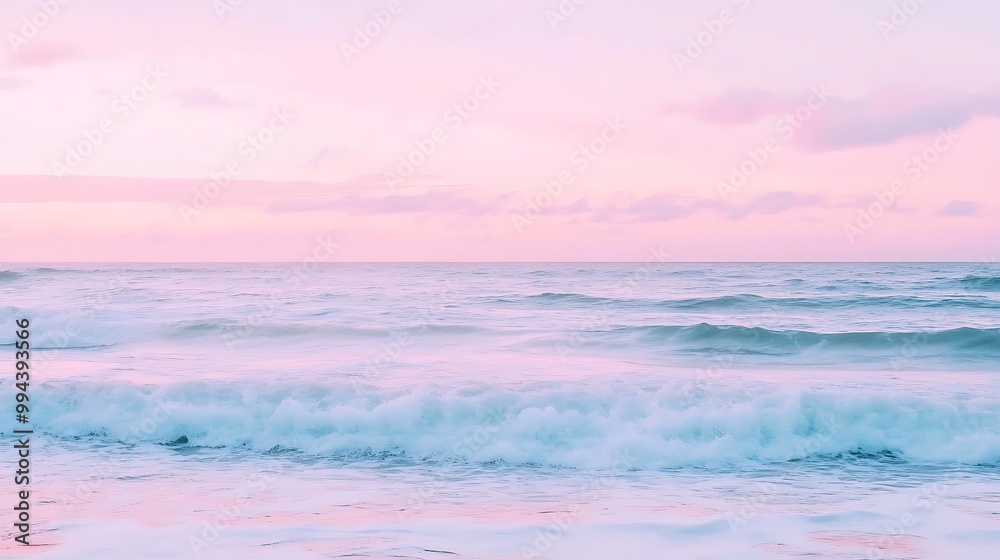 Obraz premium Soft Pink Horizon: A Gentle Blend of Colors Unfolding Across the Sky
