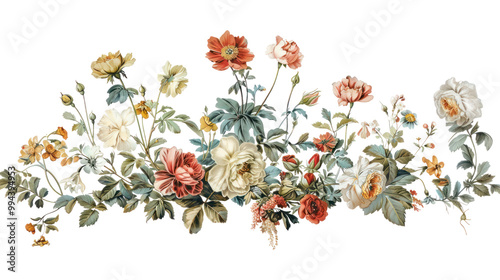 Fototapeta Naklejka Na Ścianę i Meble -  PNG  Flowers borders art illustration painting.