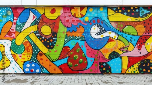 Vibrant Urban Street Art - Colorful Graffiti Mural on White Background