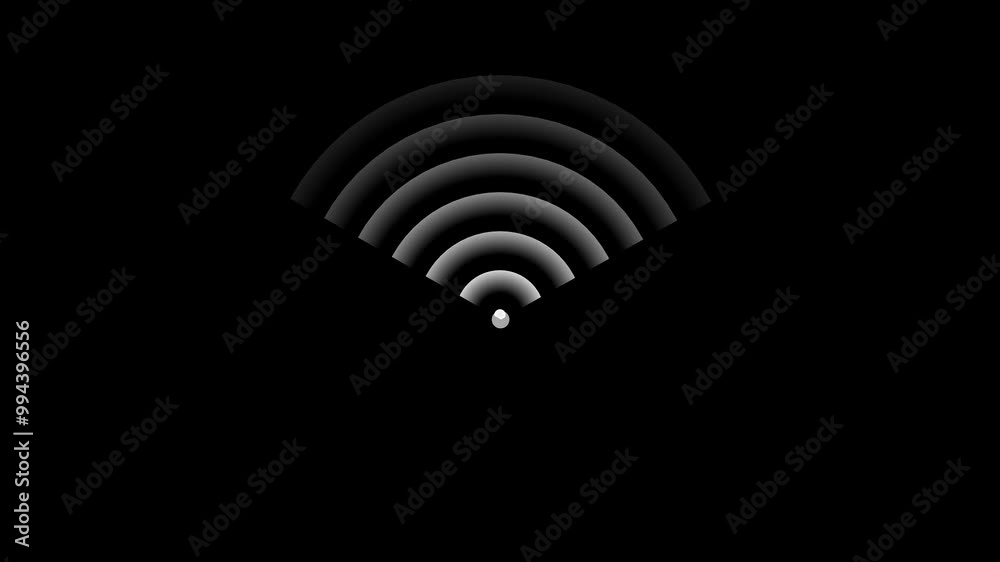 Radio icon Wi fi signal icon black background animation video on the display. on black background.