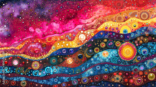A painting of a colorful abstract painting on a canvas