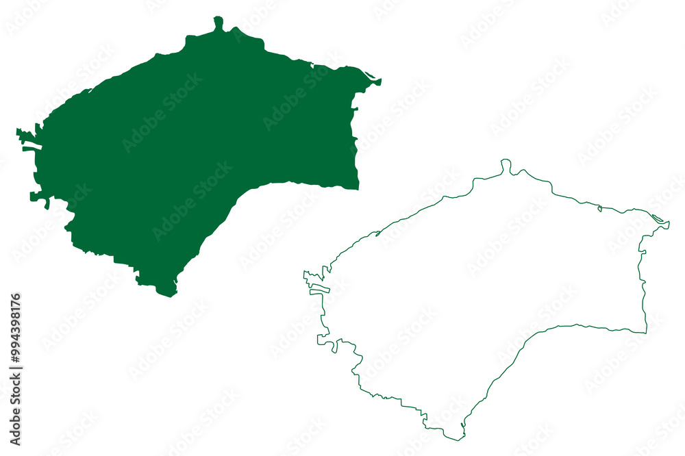 Fototapeta premium Raichur district (Karnataka State, Republic of India, Gulbarga Division) map vector illustration, scribble sketch Raichur map