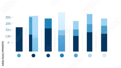 Blue and Dark Blue Bar Graph with Number Percentages