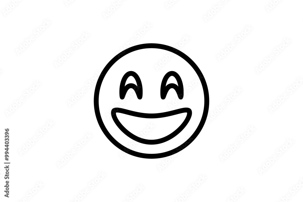 Smile face emoji in line art. Emoticon icon vector.