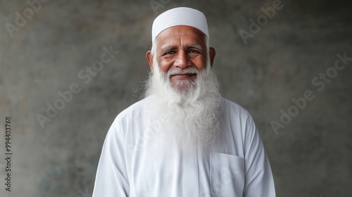 Indian Sunni Muslim Cleric in Traditional Attire, Ideal for Cultural Representation photo