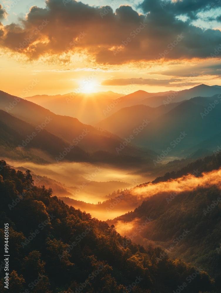 Serene Sunrise in the Mountains Serene Sunrise in the Mountains