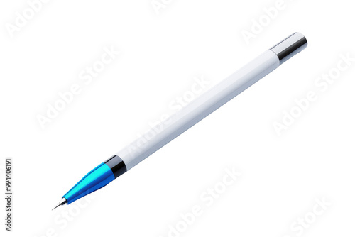 Blue and silver pen isolated on transparent background.