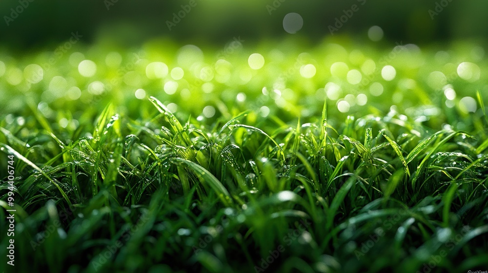 Close Up of Dew Drops on Green Grass - Nature Photography Close Up of Dew Drops on Green Grass - Nature Photography