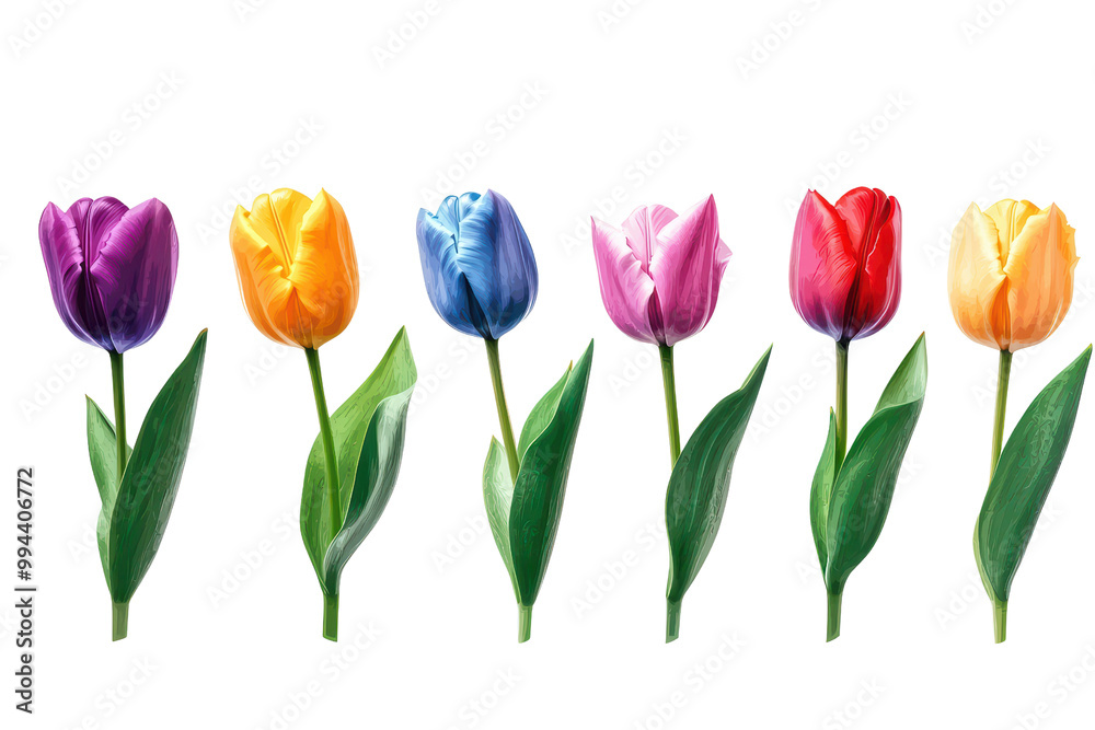 Colorful tulips isolated on transparent background. Colorful tulips isolated on transparent background.