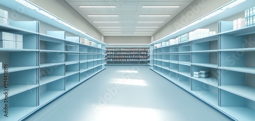 A spacious, well-lit storage area featuring empty shelves ready for inventory, ideal for organization or retail concepts.
