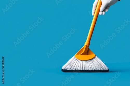 A minimalist design of a person sweeping with a broom, showing the simplicity and effectiveness of cleaning