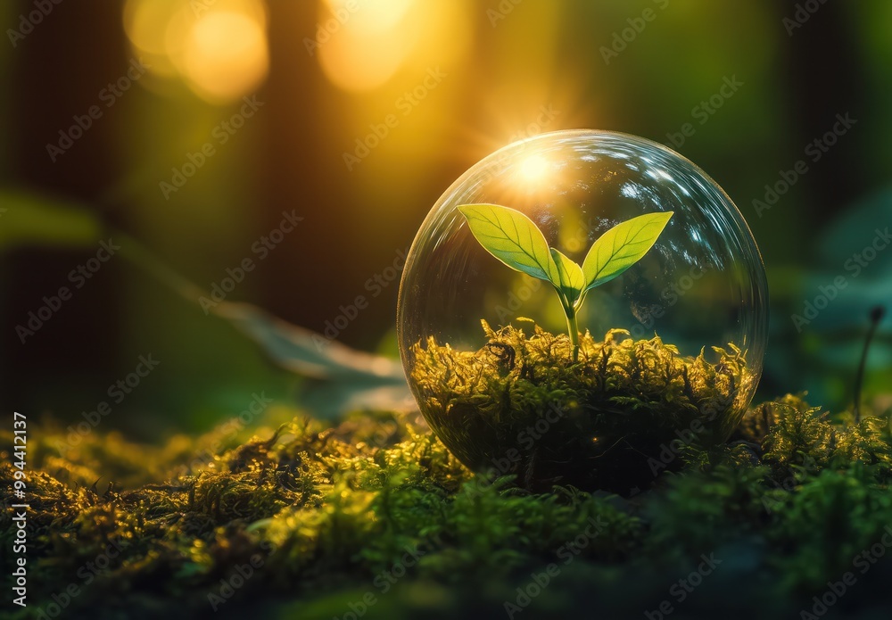 Fototapeta premium A plant growing inside an glass sphere