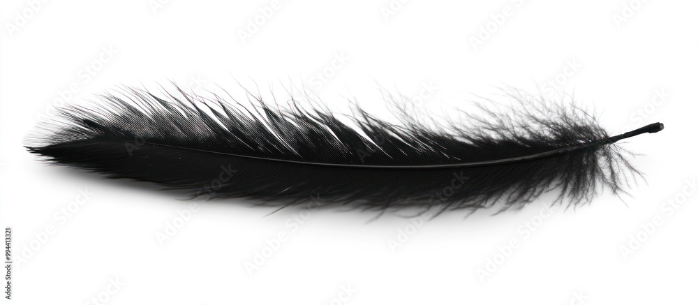 Obraz premium Black Feather on White Background
