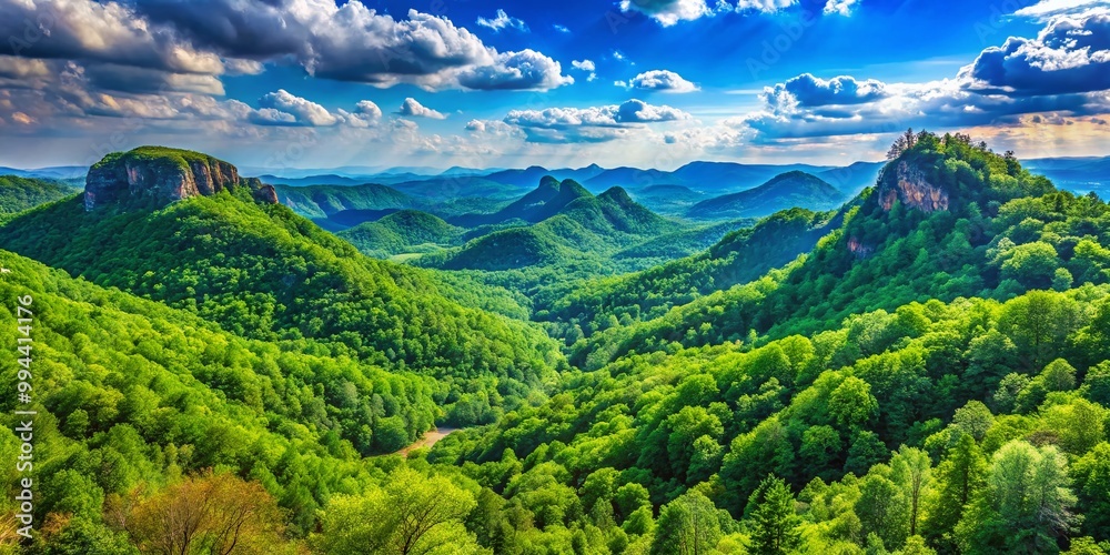 Scenic View of Majestic Mountain Ranges in Missouri Under a Clear Blue Sky with Lush Greenery Scenic View of Majestic Mountain Ranges in Missouri Under a Clear Blue Sky with Lush Greenery