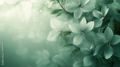 Soft Mint Green Flowers Against a Gentle Background