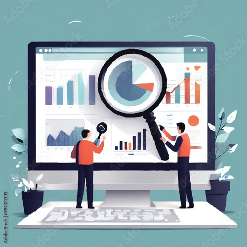 Modern flat design isometric concept of Digital Marketing for banner and website. Isometric landing page template. Business analysis, content strategy and management. Vector illustration.