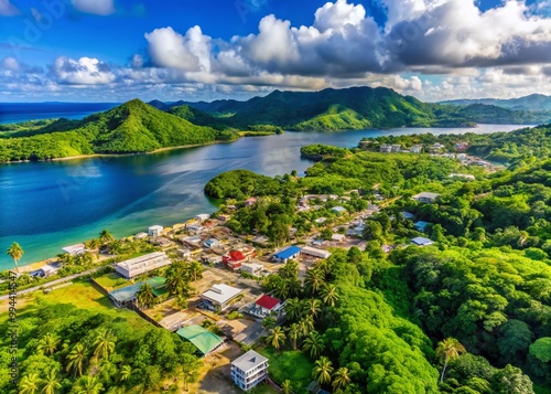 Scenic View of Palikir, the Capital City of Pohnpei in Micronesia Surrounded by Lush Greenery photo