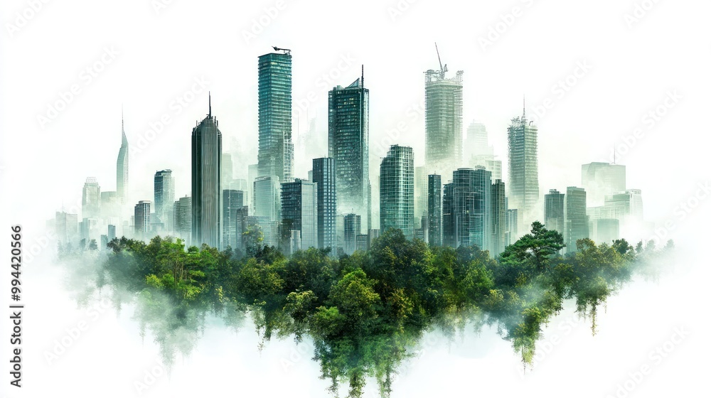 Obraz premium A Cityscape Emerging from a Lush Forest