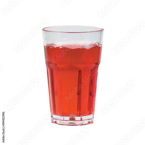 Realistic red juice glass isolated on white background