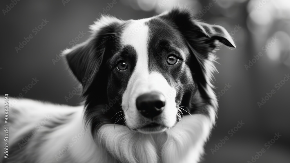 A cute white and brown puppy with perked up ears and expressive eyes looks directly at the camera against a blurred background with a checkered pattern superimposed over it. A cute white and brown puppy with perked up ears and expressive eyes looks directly at the camera against a blurred background with a checkered pattern superimposed over it.